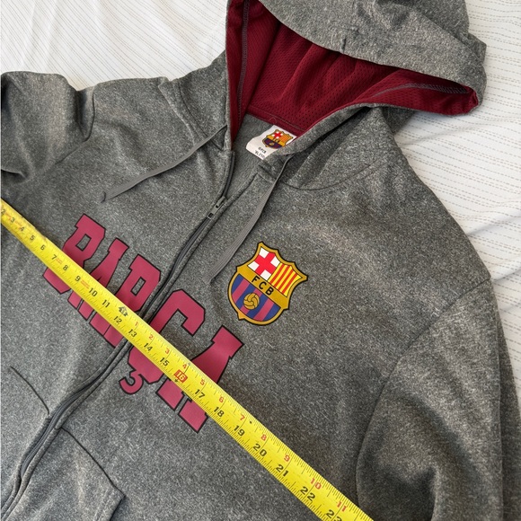 FC Barcelona Gray Marron Hoodie Kangaroo Pocket Sz Xl Fanatic soccer Streetwear - Picture 7 of 13